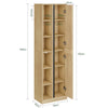 SoBuy BZR237-E-N Korkea kylpyhuonekaappi 50 × 30 × 169 cm – avohyllyt, ovi, kapea, vaalea tammi