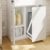 SoBuy BZR241-E-W Korkea kylpyhuonekaappi 60 × 30 × 180 cm – 3 ovea, laatikko, pistorasia, pyykkikori, valkoinen