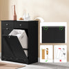 SoBuy BZR33-II-SCH kylpyhuoneen kaappi pyykkikorilla, säilytyskaappi 2 laatikolla ja suurella kapasiteetilla, ihanteellinen kylpyhuoneeseen, kodinhoitohuoneeseen tai asuntoon, L78 x S38 x K91 cm, musta