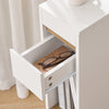 SoBuy FBT163-WN Yöpöydät irrotettavalla kannella ja laatikolla – Kapea sivupöytä sohvan viereen – Yöpöytä makuu- tai olohuoneeseen – Valkoinen ja puunvärinen korkea kapea pöytä 20 x 35 x 60 cm, malli