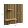 SoBuy FHK40-N Seinähylly 120 × 19 × 120 cm – 2 irrotettavaa hyllyä, 3 puukoukkua, puunsävy