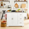 Sobuy köögisaar ratastega puitkiudude ja roostevaba metalliga valge FKW41-ST