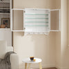 SoBuy FSB114-E-W Seinävitriini 68 × 13,5 × 68,5 cm – LED, säädettävät lasihyllyt, valkoinen