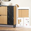 SoBuy FSR203-N Kapea Kenkäkaappi Sisäänkäynnille – Kenkäkaappi, jossa 2 Alaspäin Avautuvaa Ovet ja Sivukansio – Kenkävaraston Huonekalu – Pohjoismainen Muotoilu, Musta ja Vaalea Puuväri 90x24x88cm