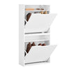 SoBuy FSR204-W Kengät Säilytyskaappi Eteiseen – Erittäin Ohut 19 cm Syvyys, Pystysuora/Vaakasuora Asennus, Kengille ja Pienille Tavaroille – MDF E1, Valkoinen, 35 kg, 50x19x100 cm