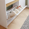 SoBuy FSR225-E-W Kenkäkaappi 103 × 19 × 99,5 cm – 4 kääntöovea, kapea, valkoinen