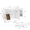 SoBuy HAT02-L-E-W Kissanvessakaappi 98 × 60 × 80 cm – sisal-raapimisramppi, lasiovet, valkoinen