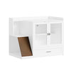 SoBuy HAT02-L-E-W Kissanvessakaappi 98 × 60 × 80 cm – sisal-raapimisramppi, lasiovet, valkoinen