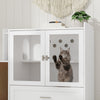 SoBuy HAT02-L-E-W Kissanvessakaappi 98 × 60 × 80 cm – sisal-raapimisramppi, lasiovet, valkoinen