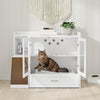 SoBuy HAT02-L-E-W Kissanvessakaappi 98 × 60 × 80 cm – sisal-raapimisramppi, lasiovet, valkoinen