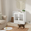 SoBuy HAT02-L-E-W Kissanvessakaappi 98 × 60 × 80 cm – sisal-raapimisramppi, lasiovet, valkoinen