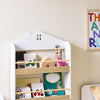 SoBuy KMB121-WN Lasten Kirjahylly 4 Tasoa – Montessori-tyylinen Kirja- ja Leluhylly Lastenhuoneeseen, Valkoinen & Luonnonpuu 60×15×130,5 cm