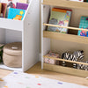 SoBuy KMB121-WN Lasten Kirjahylly 4 Tasoa – Montessori-tyylinen Kirja- ja Leluhylly Lastenhuoneeseen, Valkoinen & Luonnonpuu 60×15×130,5 cm