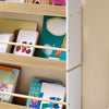 SoBuy KMB121-WN Lasten Kirjahylly 4 Tasoa – Montessori-tyylinen Kirja- ja Leluhylly Lastenhuoneeseen, Valkoinen & Luonnonpuu 60×15×130,5 cm