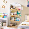 SoBuy KMB121-WN Lasten Kirjahylly 4 Tasoa – Montessori-tyylinen Kirja- ja Leluhylly Lastenhuoneeseen, Valkoinen & Luonnonpuu 60×15×130,5 cm