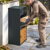 SoBuy OGS67-N Pakettilaatikko 55 × 41,3 × 112 cm – 3 ovea, koodilukko ja avain, puukuvio, antrasiitti