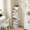 SoBuy STR14-W Hyllykkö 30 × 32,5 × 110,5 cm – 5 tasoa, epäsymmetrinen, MDF, valkoinen