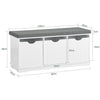 Sobuy Storage Bench Padlow koos kiudlauaga valge FSR30-W