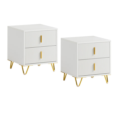 SoBuy FBT115-Wx2 – 2 kpl yöpöytiä, moderni säilytyskaluste kahdella laatikolla, valkoinen – 40 × 40 × 47 cm