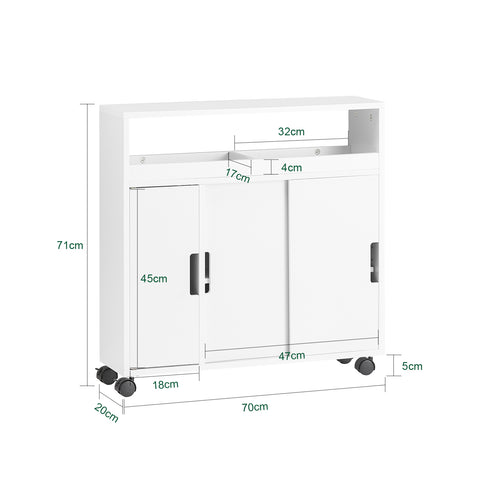 Sobuy vannitoakapp ratastega valge BZR02-W