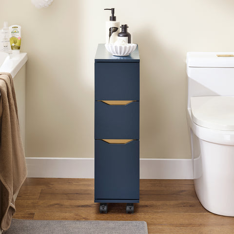 SoBuy kapea WC-kaappi pyörillä - Hyllykokonaisuus WC-paperiteline BZR191-B
