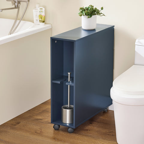 SoBuy kapea WC-kaappi pyörillä - Hyllykokonaisuus WC-paperiteline BZR191-B