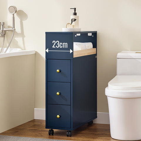 SoBuy kapea WC-kaappi pyörillä - Hyllykokonaisuus WC-paperiteline BZR195-B