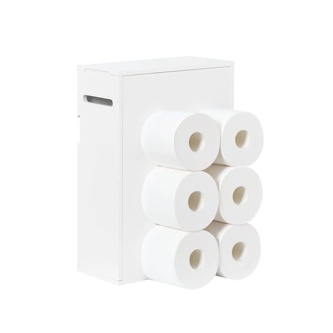 SoBuy BZR199-W WC-paperin annostelija, WC-paperiteline, kaappi WC-paperille, seinään kiinnitettävä