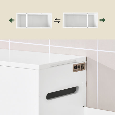 SoBuy BZR199-W WC-paperin annostelija, WC-paperiteline, kaappi WC-paperille, seinään kiinnitettävä