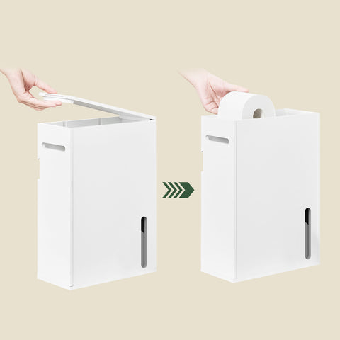 SoBuy BZR199-W WC-paperin annostelija, WC-paperiteline, kaappi WC-paperille, seinään kiinnitettävä
