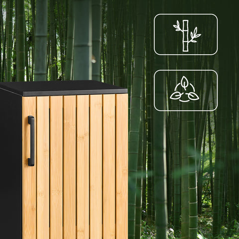 SoBuy BZR203-SCH Kapea bambuovellinen kylpyhuonekaappi – moderni säilytysratkaisu WC:hen, kylpyhuoneeseen tai keittiöön, tilaa säästävä 30x30x90 cm