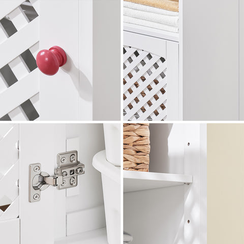 SoBuy BZR209-W Korkea kylpyhuonekaappi 2 ovella ja avohyllyillä – MDF E1 kylpyhuoneen säilytyskaappi, max. kantavuus 60 kg, 45x41,5x170 cm