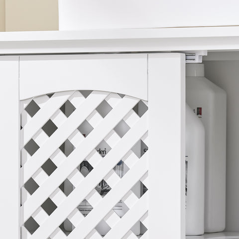 SoBuy BZR210-W Allaskaapin Aluskaappi, 2 Ovea ja Avohylly – MDF E1 -materiaalia, Säädettävä Hylly, Kantavuus 42 kg – Kylpyhuonekaappi 80x31,5x60,5 cm