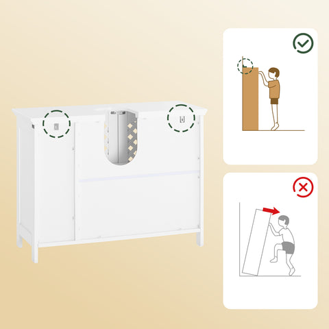 SoBuy BZR210-W Allaskaapin Aluskaappi, 2 Ovea ja Avohylly – MDF E1 -materiaalia, Säädettävä Hylly, Kantavuus 42 kg – Kylpyhuonekaappi 80x31,5x60,5 cm
