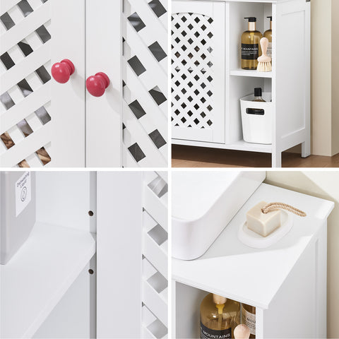 SoBuy BZR210-W Allaskaapin Aluskaappi, 2 Ovea ja Avohylly – MDF E1 -materiaalia, Säädettävä Hylly, Kantavuus 42 kg – Kylpyhuonekaappi 80x31,5x60,5 cm