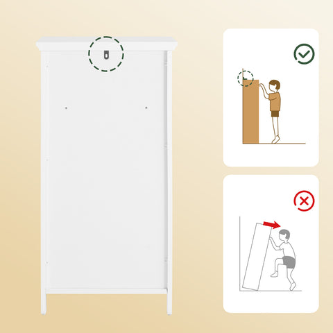 SoBuy BZR211-W kylpyhuonekaluste pyykkikorilla ja avohyllyllä – WC-kaappi säilytykseen, MDF E1 & kuitukangas, kantavuus 30 kg, valkoiset ritiläovet punaisilla vetimillä, 45x41,5x87 cm