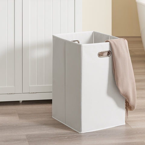 SoBuy BZR215-W Kylpyhuoneen korkea kaappi – 2 pyykkikoria ja 2 laatikkoa, 78x38x181 cm, suljettu kaappi avoimella hyllyllä – tilaa säästävä säilytysratkaisu WC:hen ja kylpyhuoneeseen