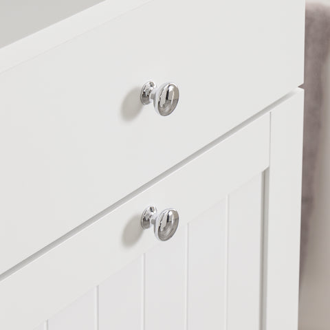 SoBuy BZR216-W Kylpyhuonekaappi Pyykkikorilla – 40x38x180 cm, Vetolaatikolla ja Säädettävällä Hyllyllä, Tilaa Säästävä Säilytyskaluste, Sopii Erinomaisesti WC:hen ja Kylpyhuoneeseen