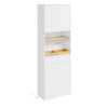 SoBuy BZR241-E-W Korkea kylpyhuonekaappi 60 × 30 × 180 cm – 3 ovea, laatikko, pistorasia, pyykkikori, valkoinen