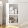 SoBuy BZR241-E-W Korkea kylpyhuonekaappi 60 × 30 × 180 cm – 3 ovea, laatikko, pistorasia, pyykkikori, valkoinen