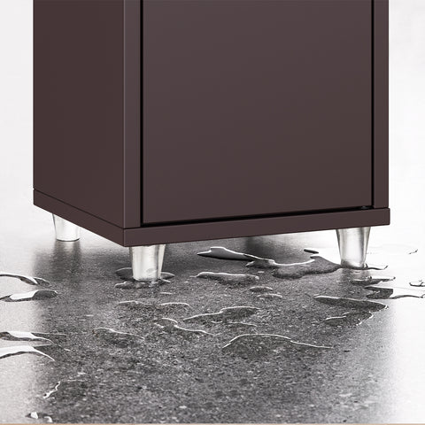 SoBuy BZR34-II-BR Kapea Kylpyhuoneen Säilytyskaappi – 180 cm Korkea Pylväsmallinen Kaappi, 1 Laatikkko, 2 Ovea ja 5 Avohyllyä, Säädettävät Hyllyt, Ruskea (20×20 cm)