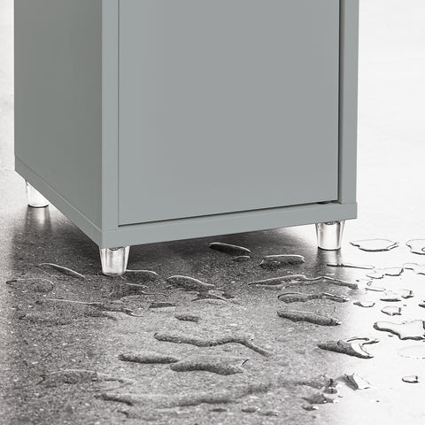 SoBuy BZR34-II-HG Kapea 20 cm Kylpyhuonekaappi – Vetolaatikolla ja Säädettävillä Hyllyillä | Kapea Säilytyskaappi WC:hen ja Pieniin Tilohin, Harmaa, 20×20×180 cm