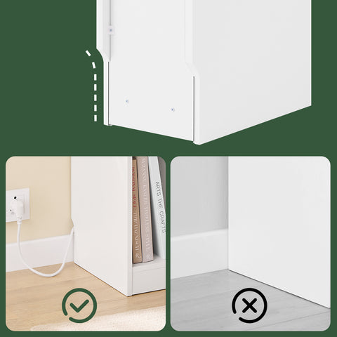 SoBuy FBT111-E-WN kapea yöpöytä 20 cm leveä – USB-portilla, laatikolla ja hyllyllä, makuuhuoneeseen tai olohuoneeseen, valkoinen & puunvärinen, 20 x 35 x 60 cm