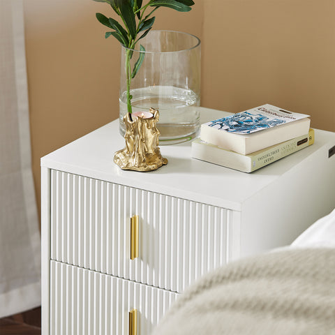 Sobija öölaual 2 karbid ja metallvalge FBT115-W