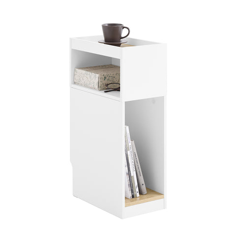 SoBuy FBT171-WN Kapea Yöpöytä Laatikkolla ja Hyllyllä – Moderni Sivu­pöytä Makuuhuoneeseen ja Olohuoneeseen, Valkoinen, 20 × 35 × 60 cm
