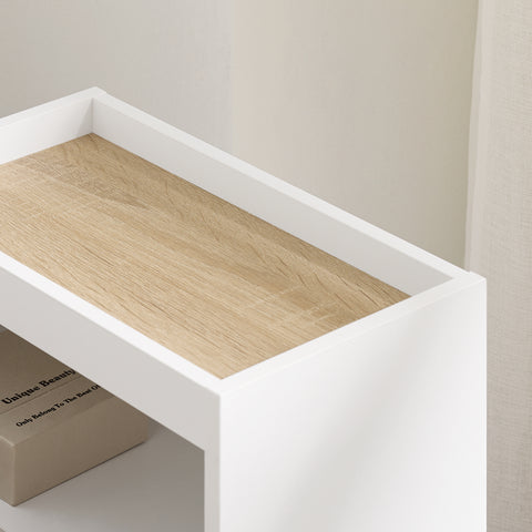 SoBuy FBT171-WN Kapea Yöpöytä Laatikkolla ja Hyllyllä – Moderni Sivu­pöytä Makuuhuoneeseen ja Olohuoneeseen, Valkoinen, 20 × 35 × 60 cm