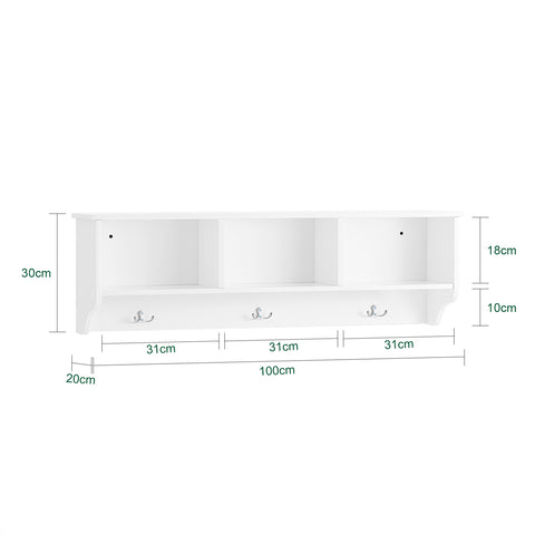 SoBuy Seinähylly Vaateteline Seinäkaappi Hattuhylly FHK35-W