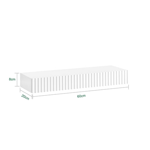 SoBuy FHK38-W Kelluva Seinä­hylly laatikolla ja liiketunnistimella varustetulla LED-valaistuksella, makuuhuoneeseen, eteiseen & olohuoneeseen, paristokäyttöinen, 60 × 20 × 8 cm, valkoinen