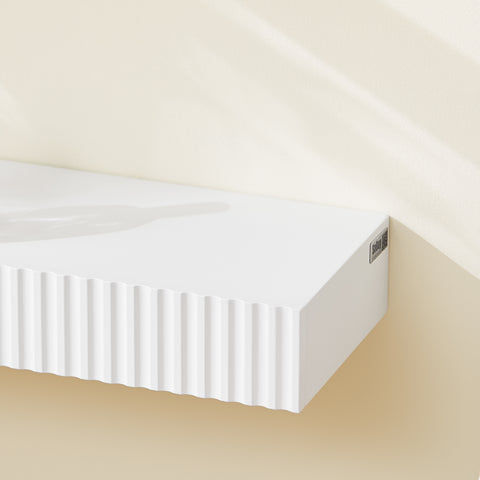 SoBuy FHK38-W Kelluva Seinä­hylly laatikolla ja liiketunnistimella varustetulla LED-valaistuksella, makuuhuoneeseen, eteiseen & olohuoneeseen, paristokäyttöinen, 60 × 20 × 8 cm, valkoinen