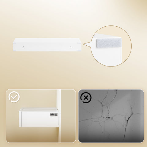 SoBuy FHK38-W Kelluva Seinä­hylly laatikolla ja liiketunnistimella varustetulla LED-valaistuksella, makuuhuoneeseen, eteiseen & olohuoneeseen, paristokäyttöinen, 60 × 20 × 8 cm, valkoinen